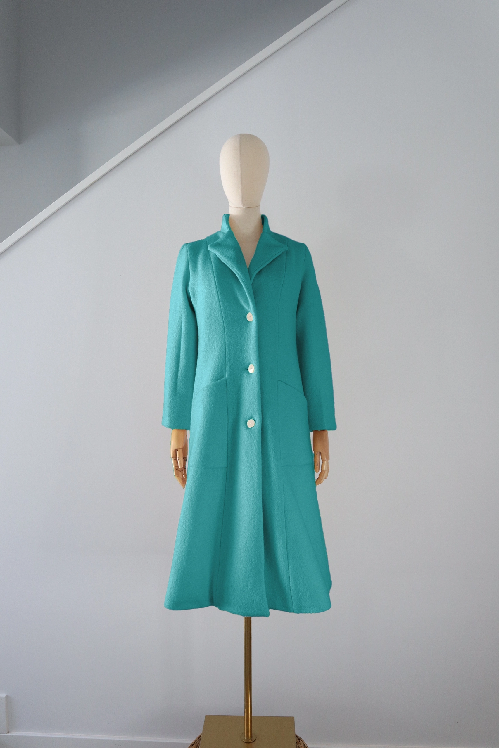 Abrigo Turquesa Lana Calefactable Ramé Abierto
