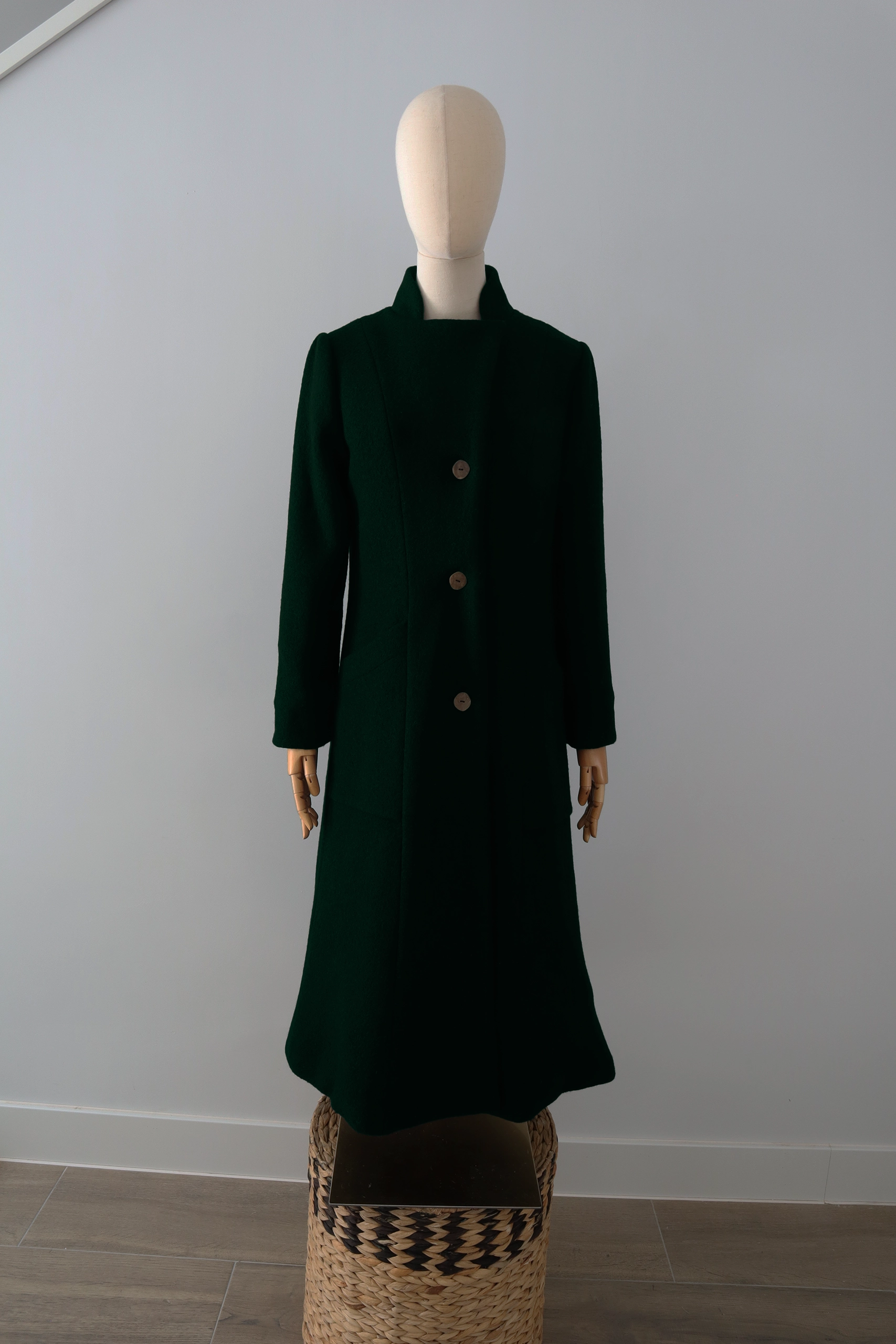 Abrigo Verde Botella Lana Calefactable Ramé Cerrado