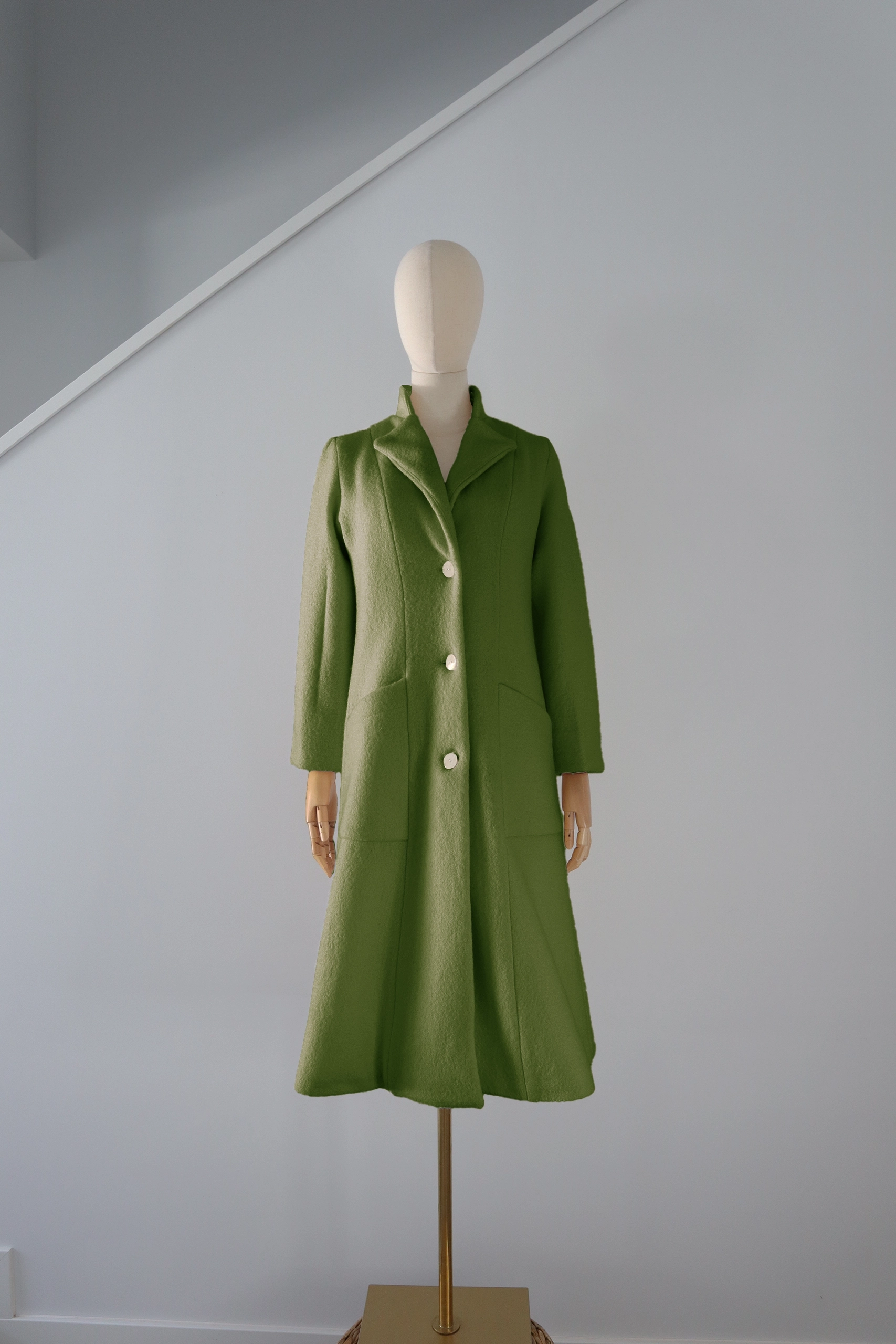 Abrigo Verde Lana Calefactable Ramé Abierto