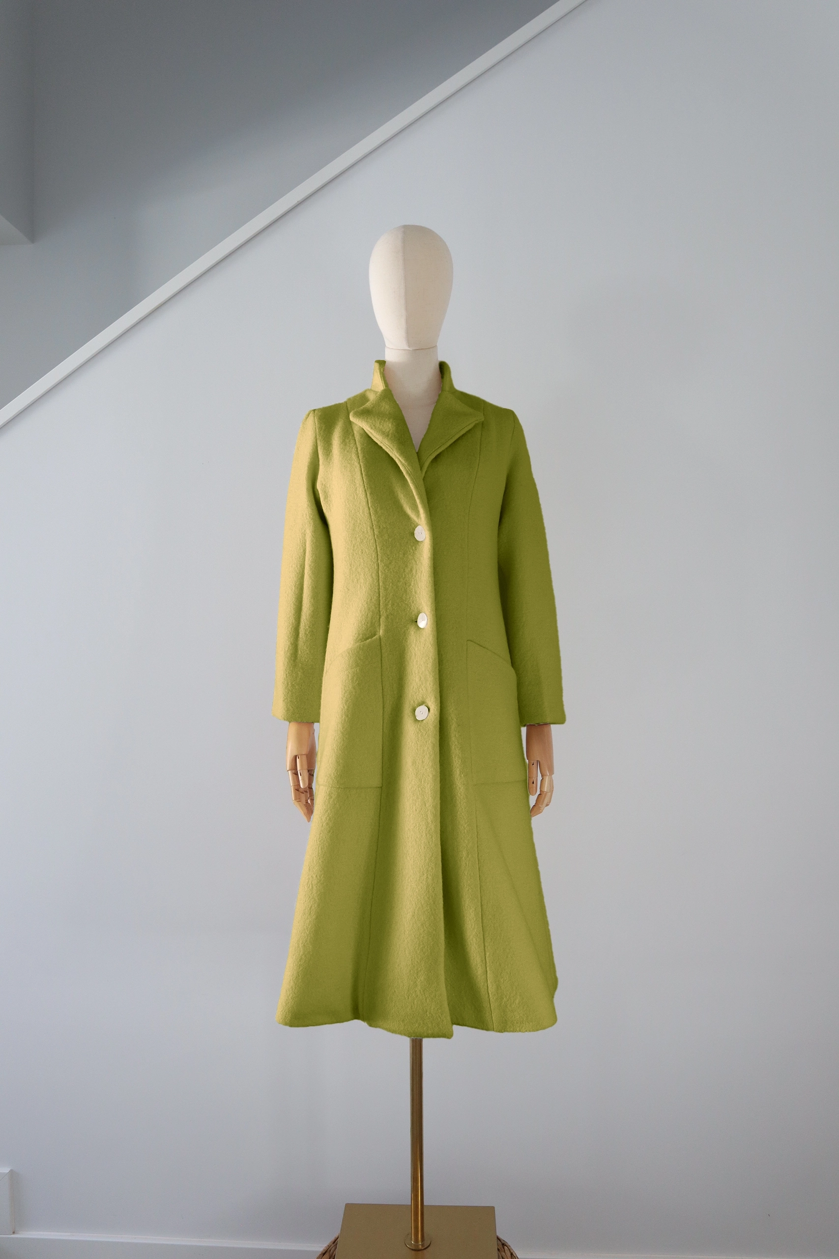 Abrigo Verde Oliva Lana Calefactable Ramé Abierto