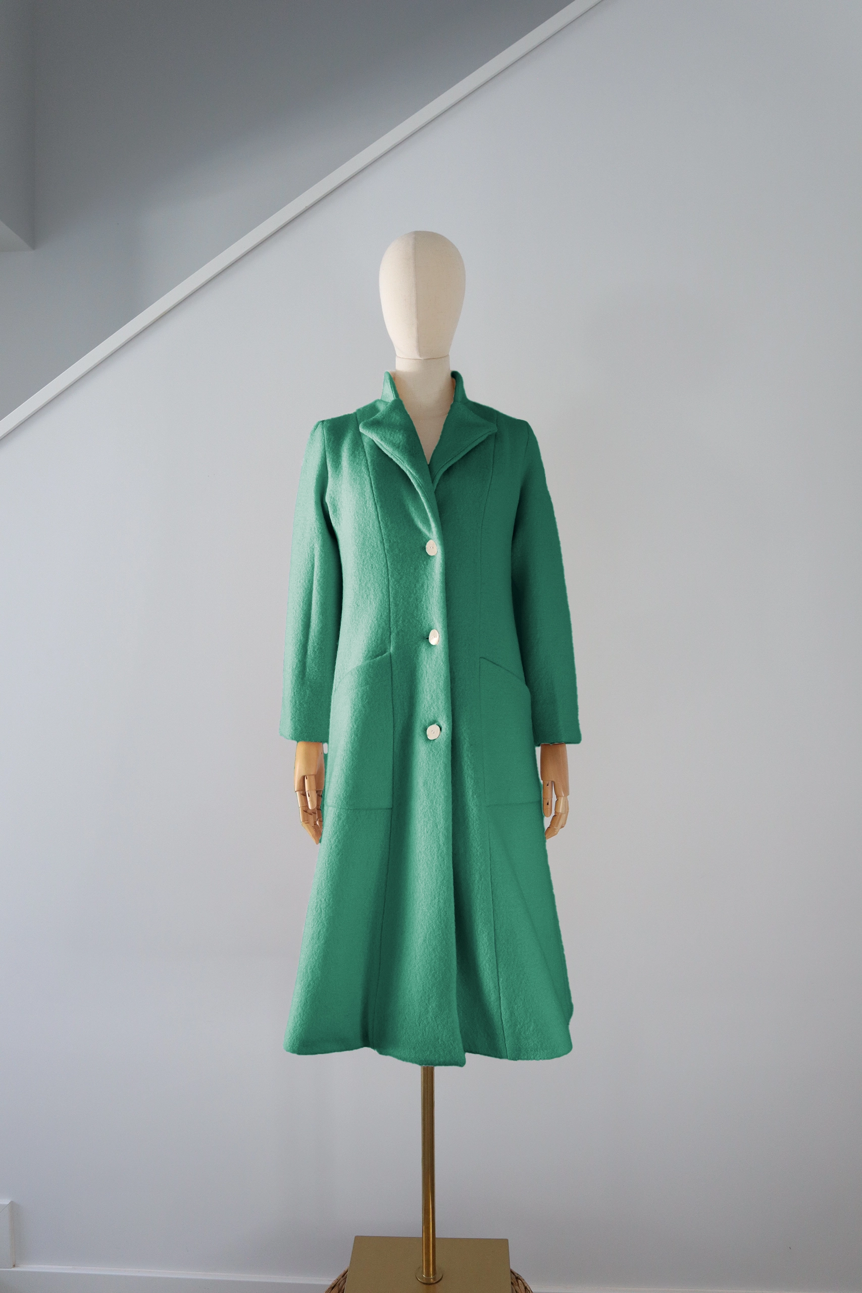 Abrigo Verde Oscuro Lana Calefactable Ramé Abierto