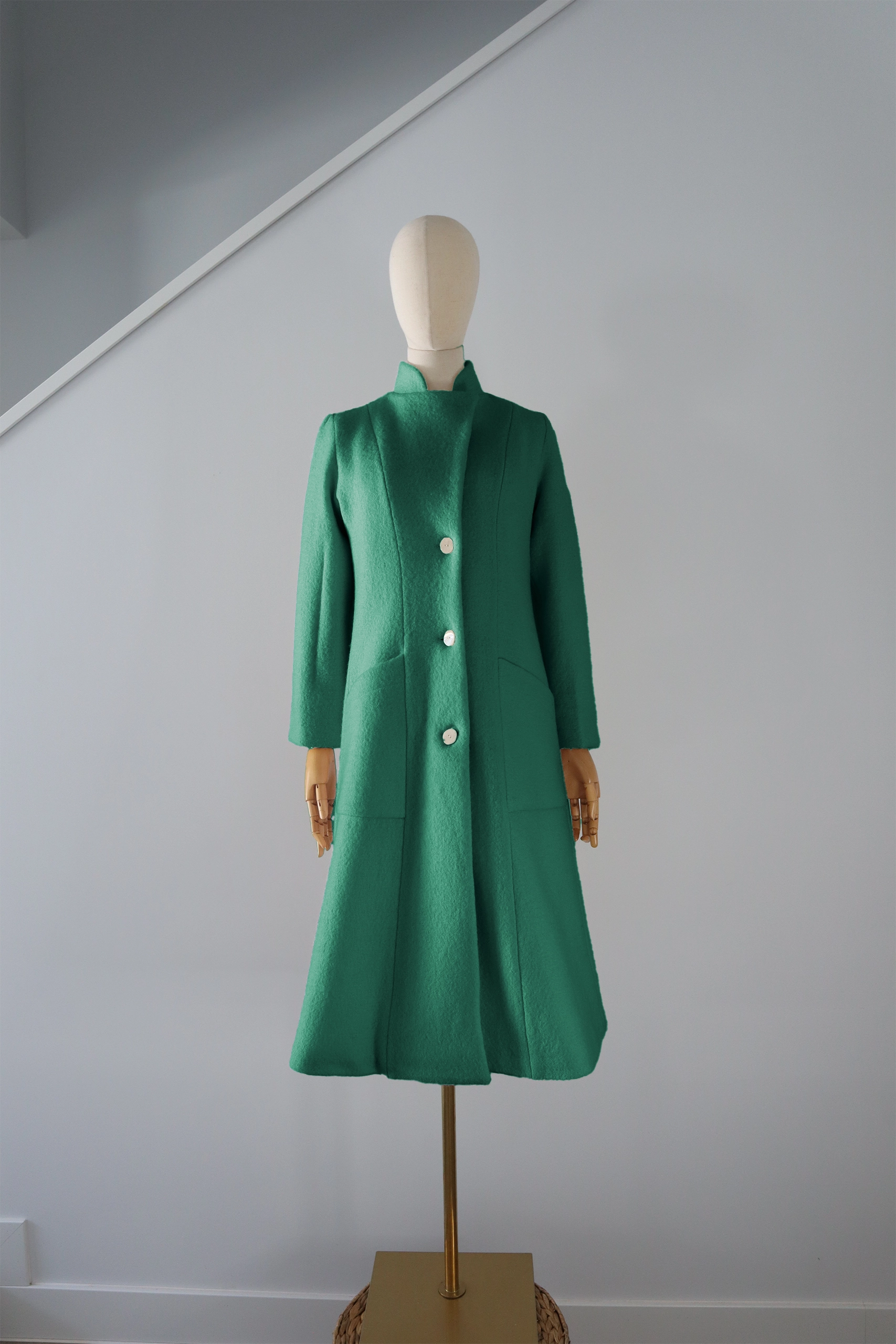 Abrigo Verde Oscuro Lana Calefactable Ramé Cerrado