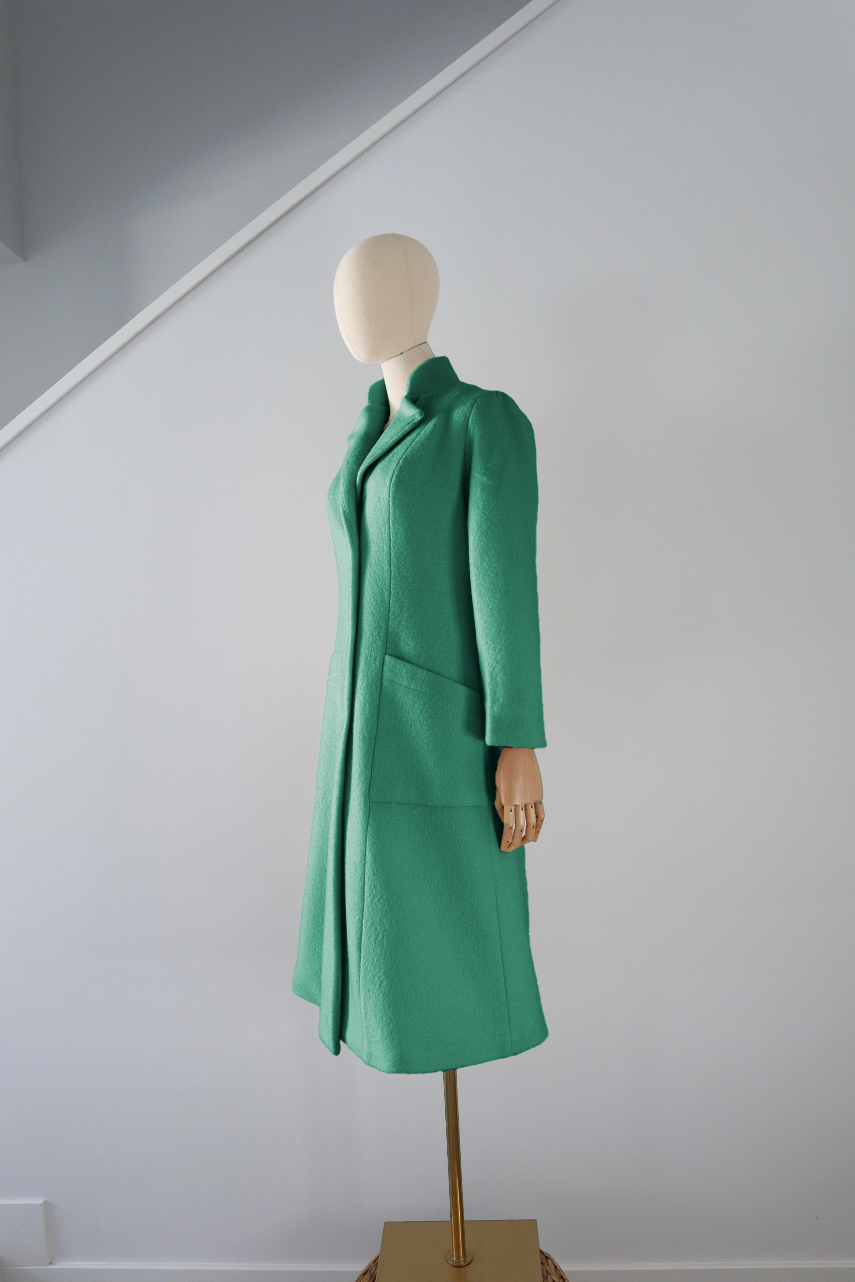 Abrigo Verde Oscuro Lana Calefactable Ramé Costado