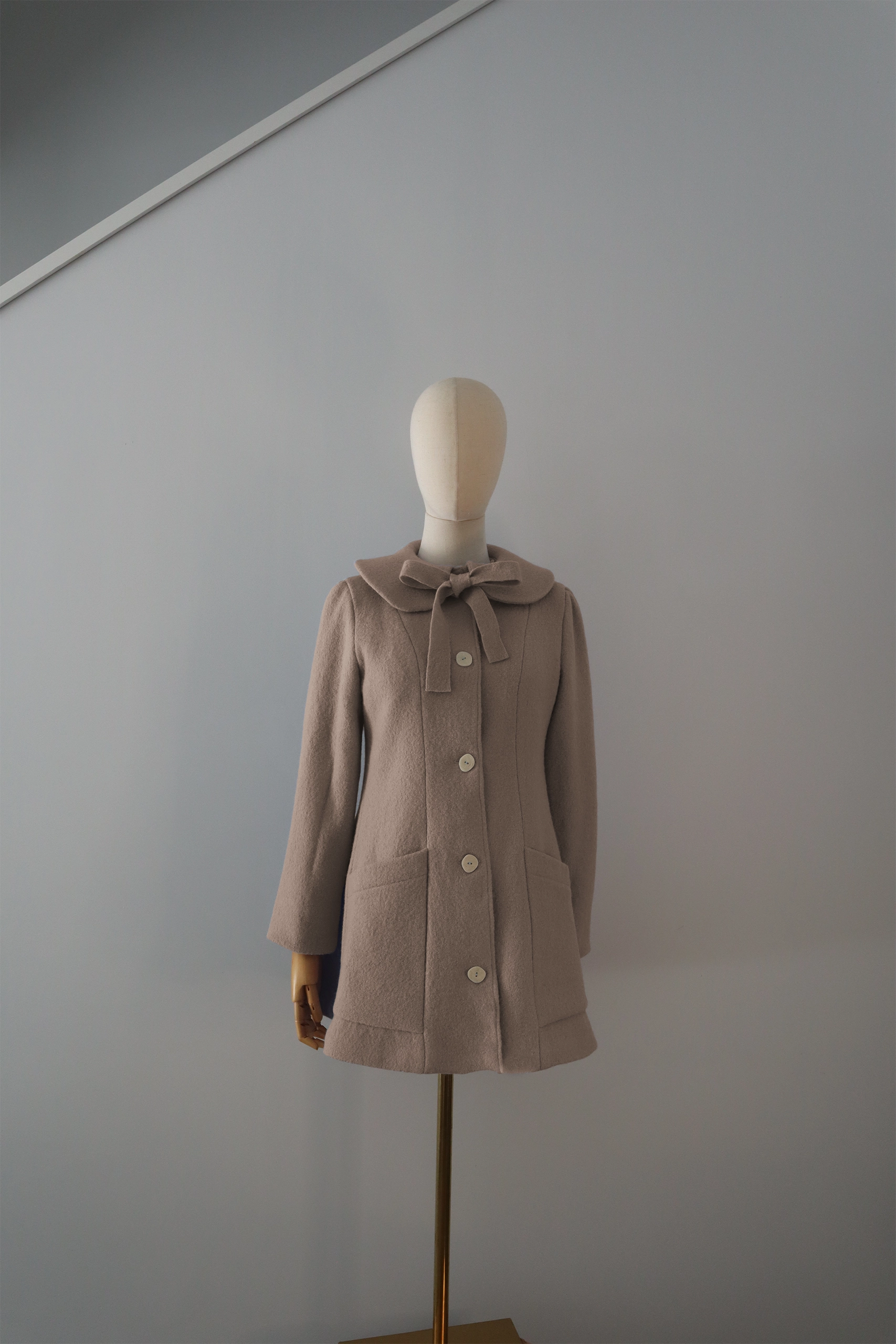 abrigo beige lana calefactable tiam lazo