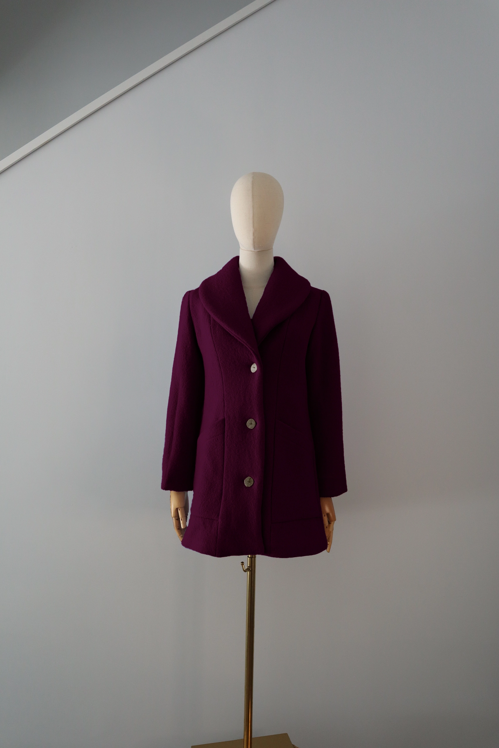 abrigo burdeos lana calefactable kalon abierto