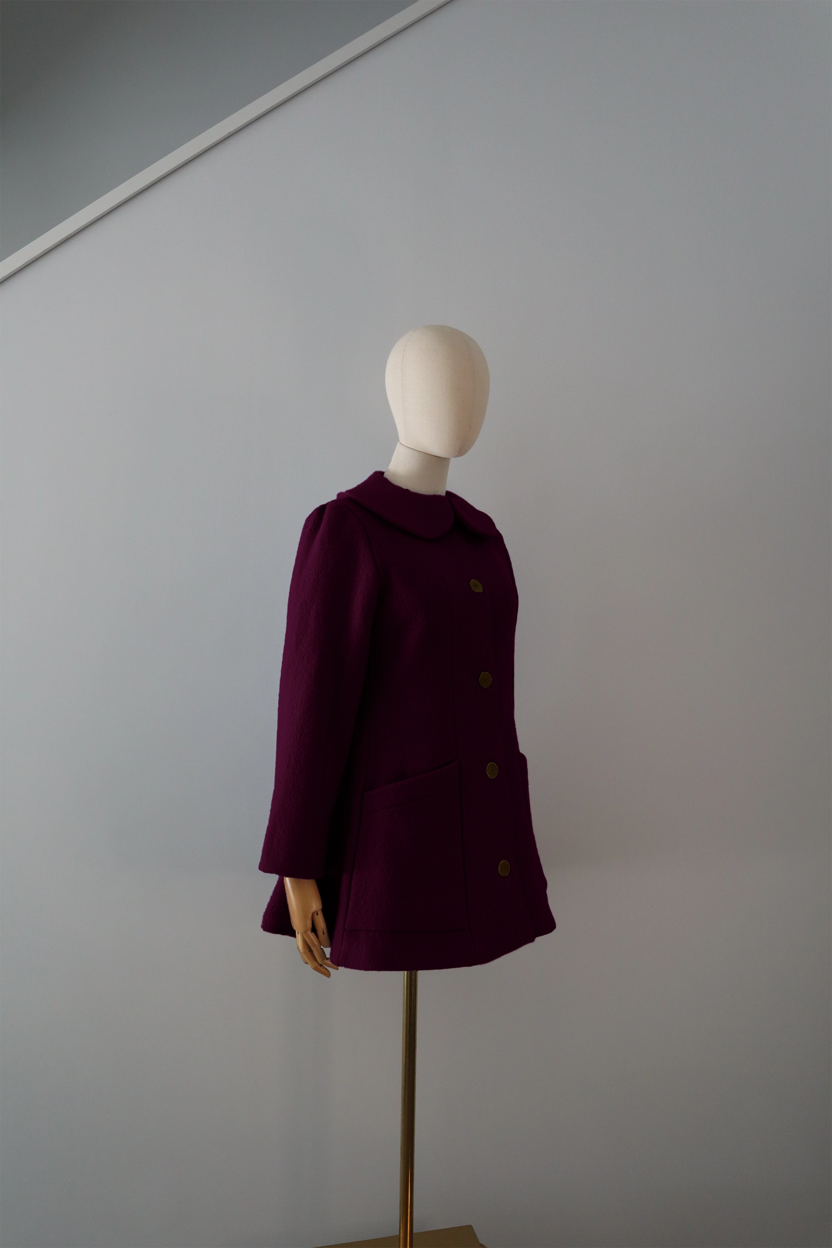 abrigo burdeos lana calefactable tiam costado