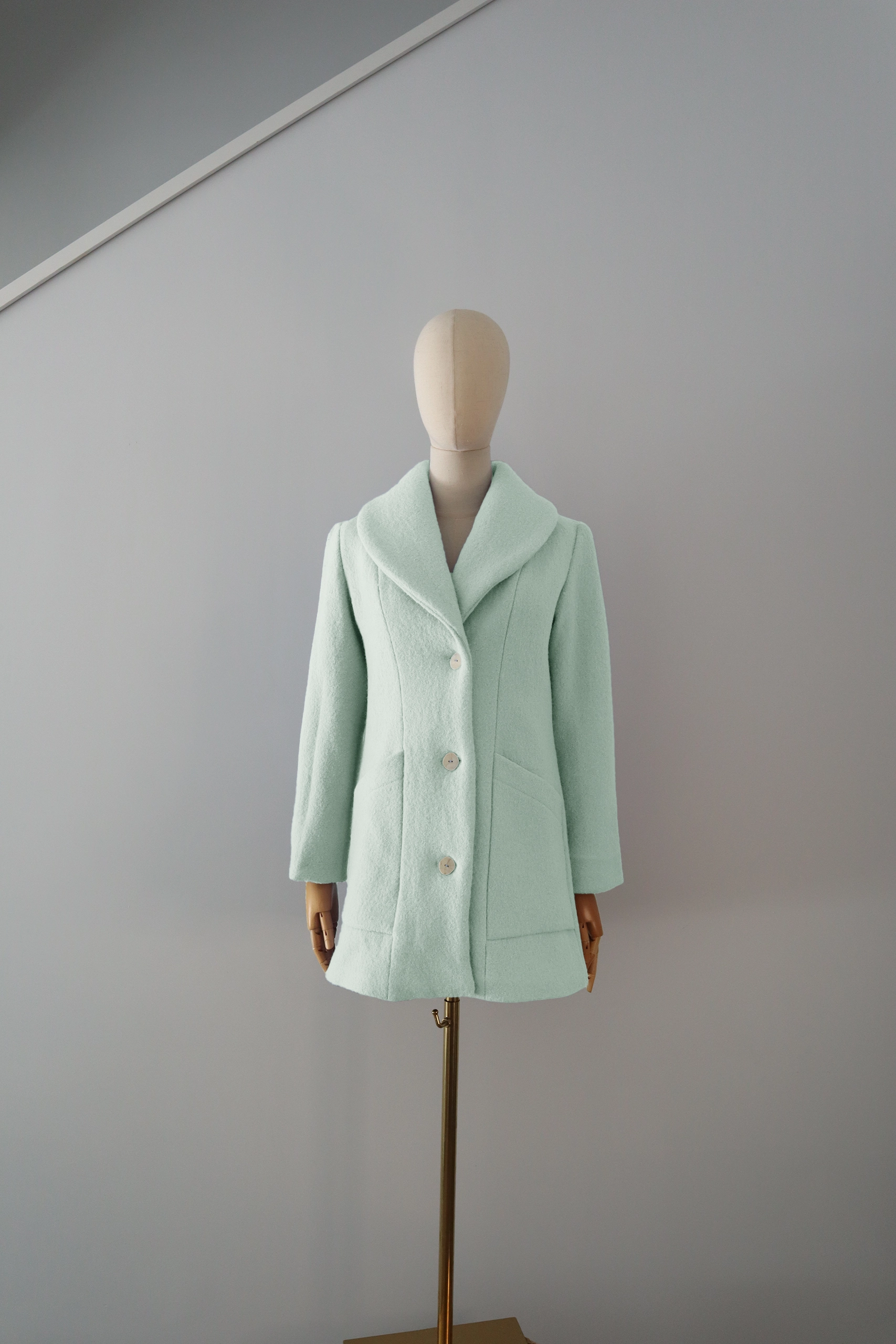 Abrigo Verde Agua Lana Calefactable Kalon Abierto