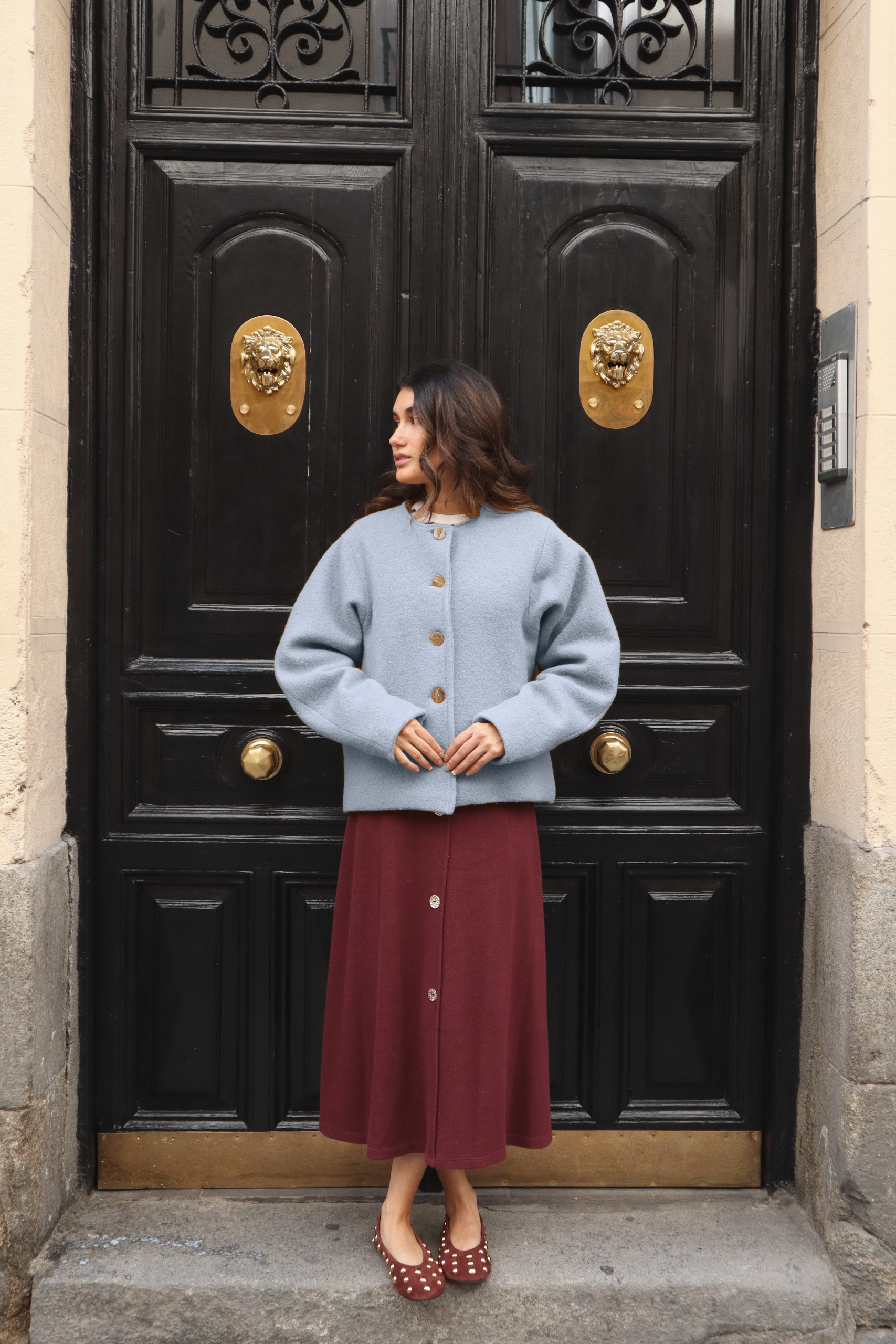 Abrigo Calefactable Solene azul bebe delantero