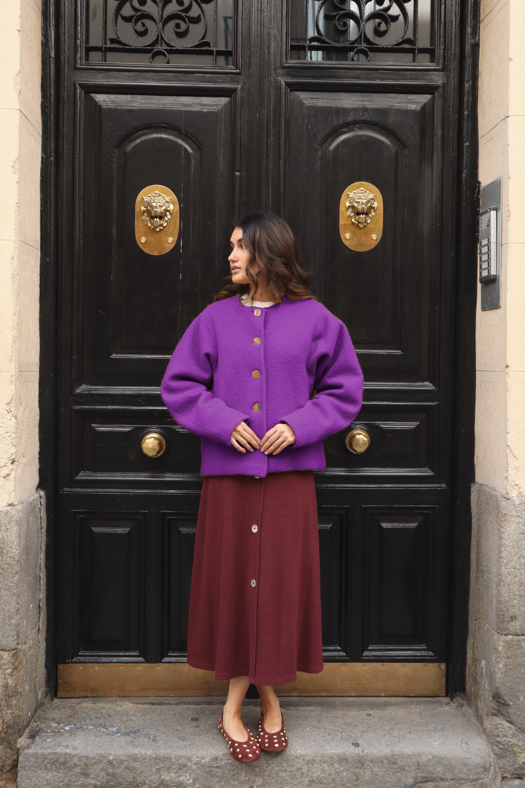 Abrigo Calefactable Solene magenta delantero