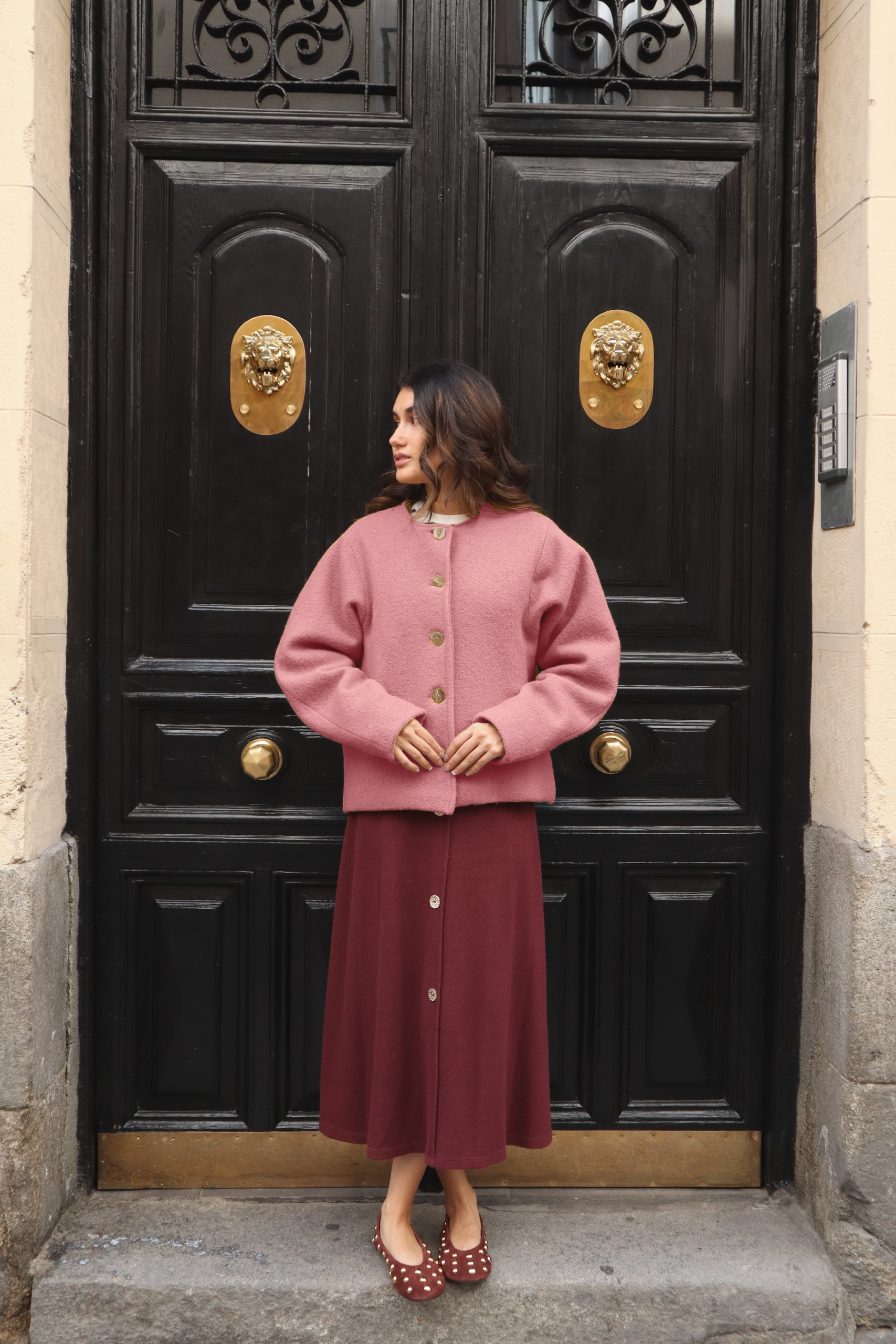 Abrigo Calefactable Solene rosado delantero copia