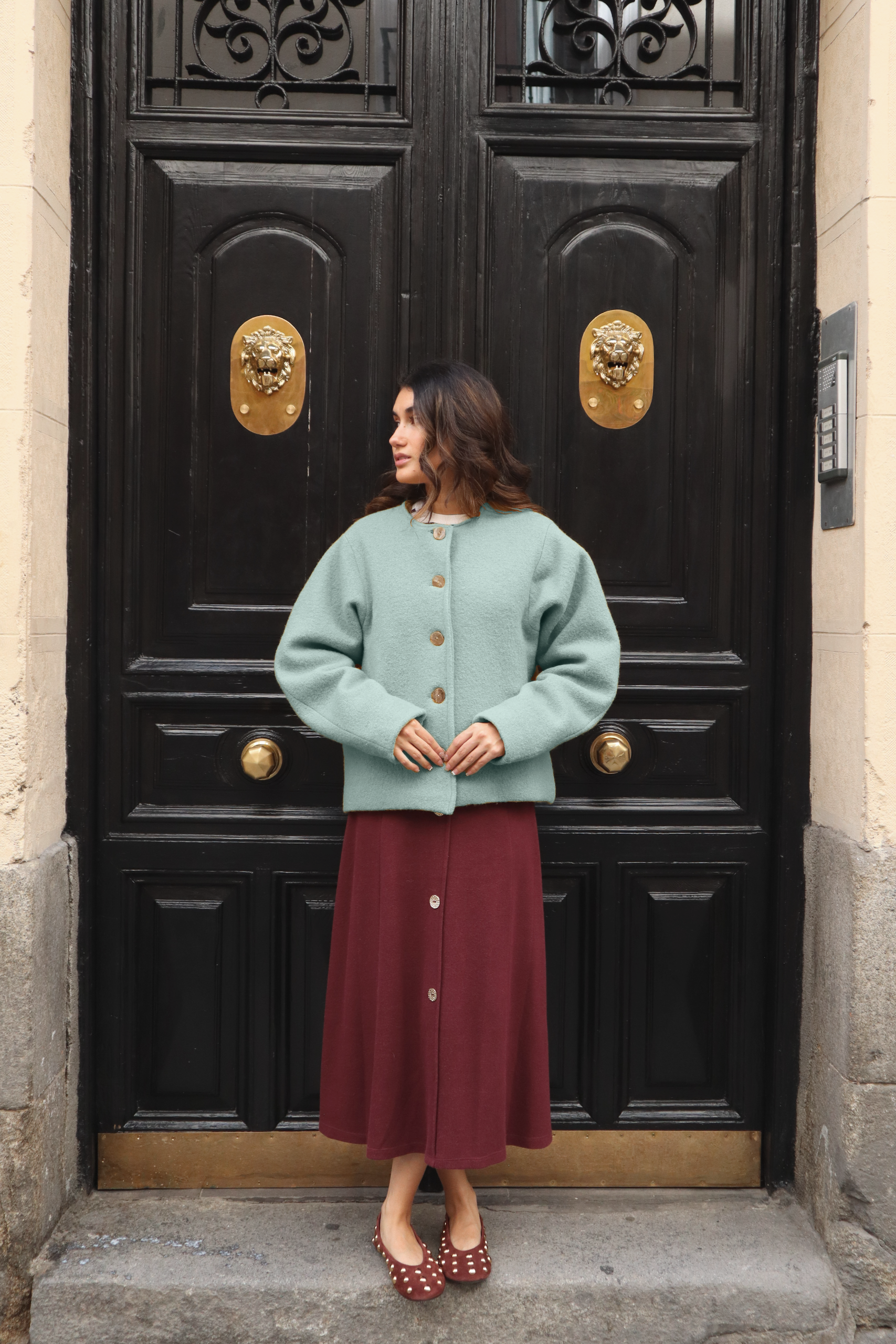 Abrigo-Calefactable-Solene-verde-agua-delantero Abrigo Calefactable Solene verde agua delantero