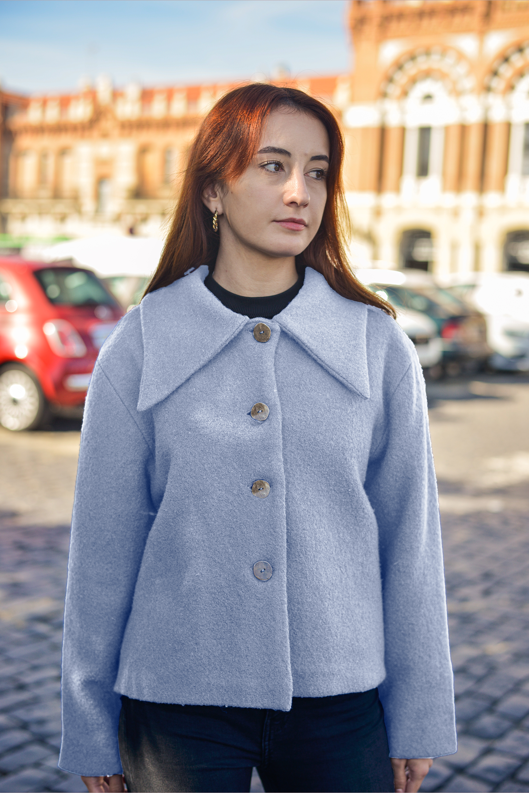 Abrigo Twiggy azul bebe Maria frente