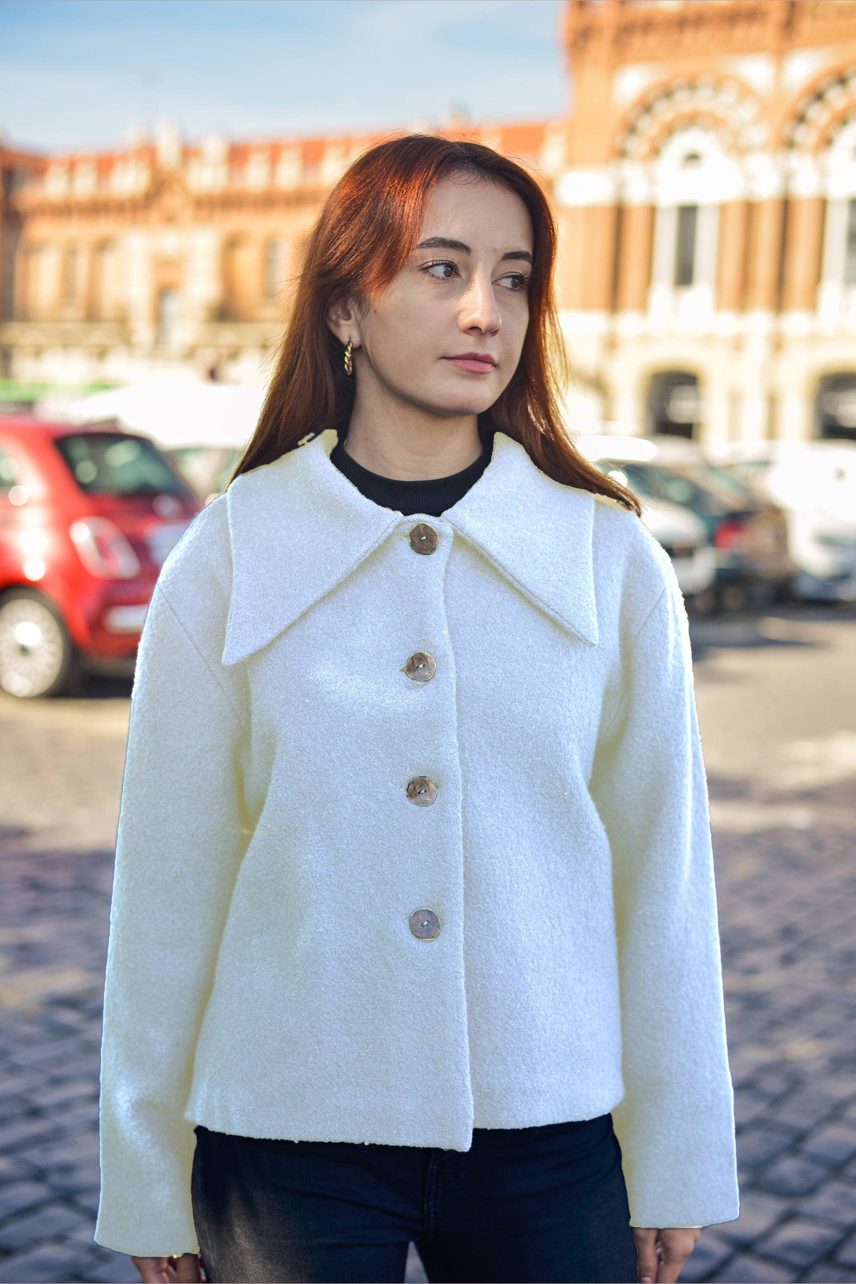 Abrigo Twiggy blanco roto Maria frente