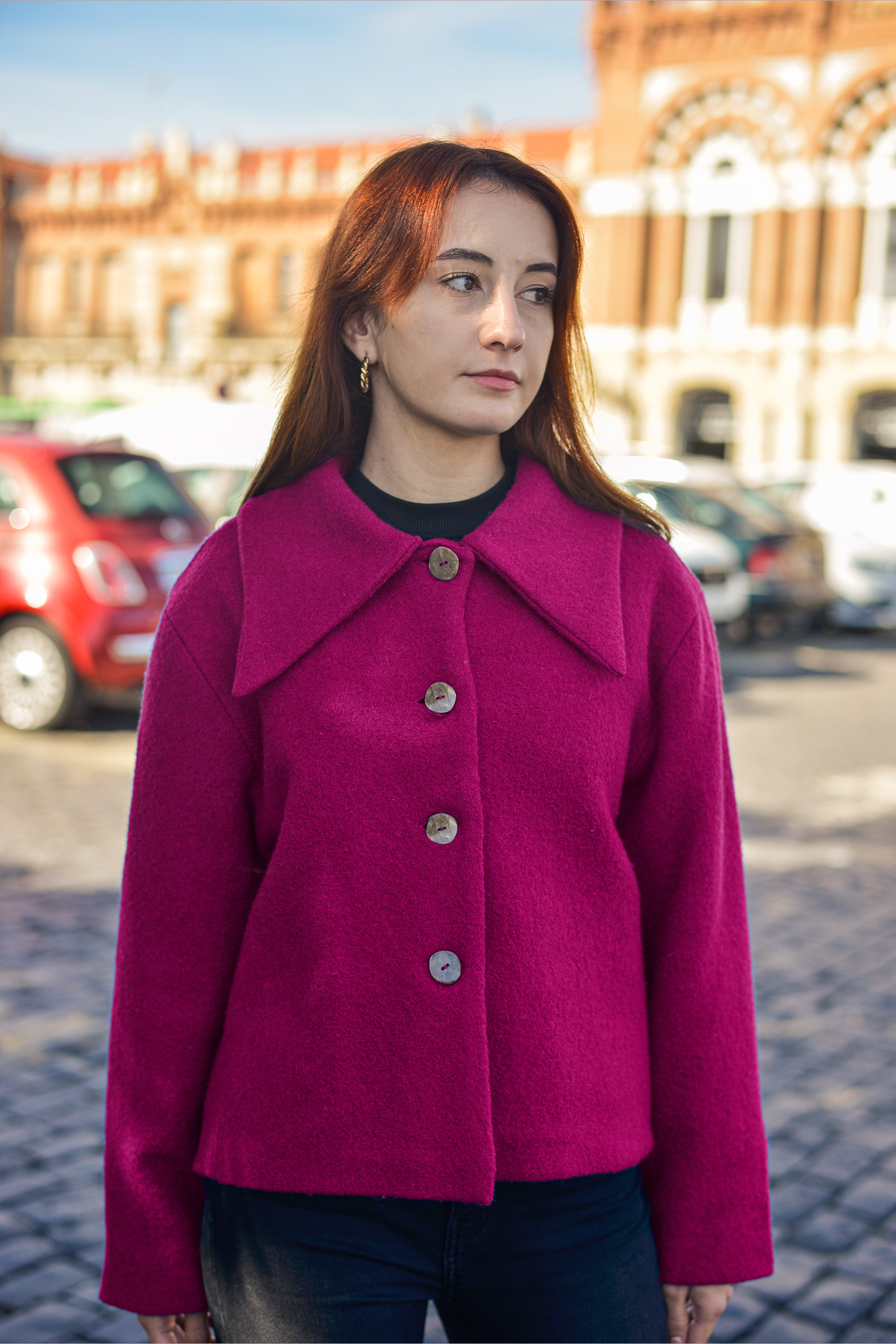 Abrigo-Twiggy-fucsia-Maria-frente Abrigo Twiggy fucsia Maria frente